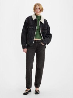 LEVI'S middy straight jeans in black worn in (sz25)